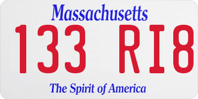 MA license plate 133RI8