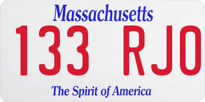 MA license plate 133RJ0