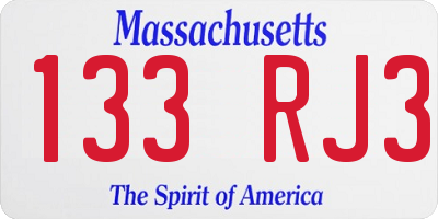 MA license plate 133RJ3