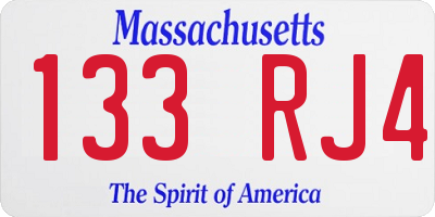 MA license plate 133RJ4