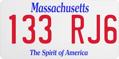 MA license plate 133RJ6