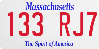 MA license plate 133RJ7