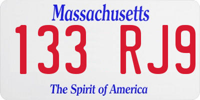 MA license plate 133RJ9