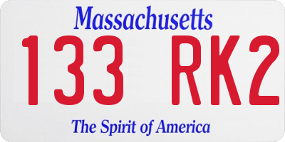 MA license plate 133RK2