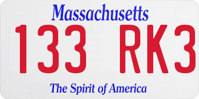 MA license plate 133RK3