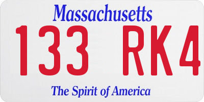 MA license plate 133RK4