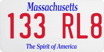 MA license plate 133RL8