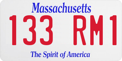 MA license plate 133RM1