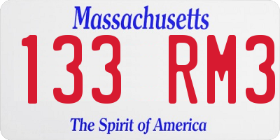 MA license plate 133RM3