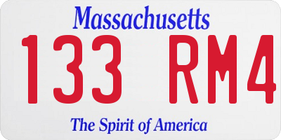 MA license plate 133RM4