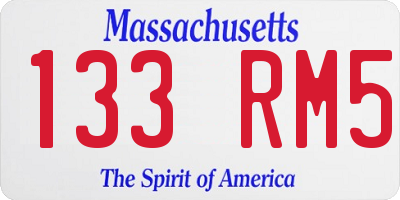 MA license plate 133RM5