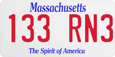MA license plate 133RN3