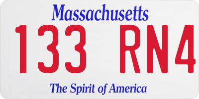 MA license plate 133RN4