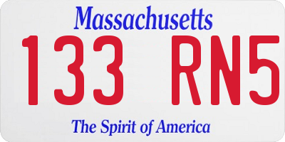 MA license plate 133RN5
