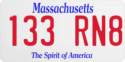 MA license plate 133RN8