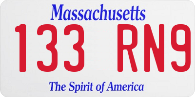 MA license plate 133RN9