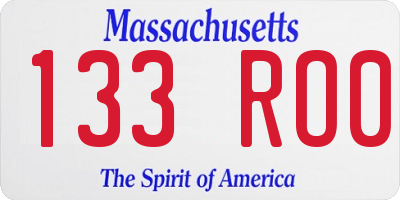 MA license plate 133RO0