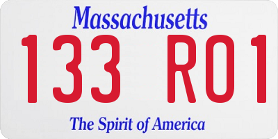 MA license plate 133RO1