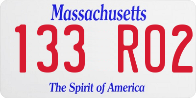 MA license plate 133RO2