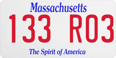 MA license plate 133RO3