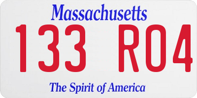MA license plate 133RO4