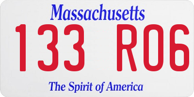 MA license plate 133RO6