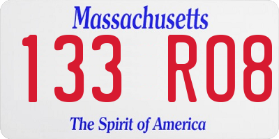 MA license plate 133RO8