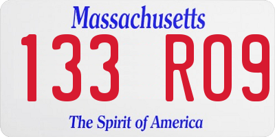 MA license plate 133RO9