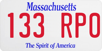 MA license plate 133RP0