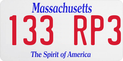 MA license plate 133RP3