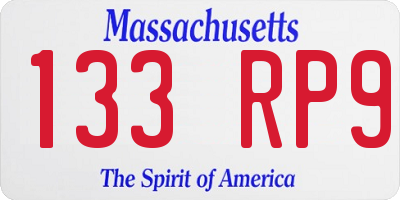 MA license plate 133RP9