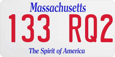 MA license plate 133RQ2