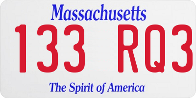 MA license plate 133RQ3