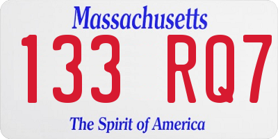 MA license plate 133RQ7