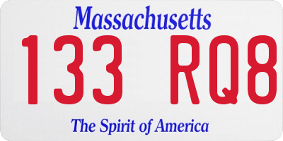 MA license plate 133RQ8