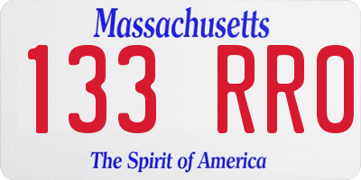 MA license plate 133RR0