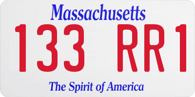 MA license plate 133RR1