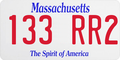 MA license plate 133RR2