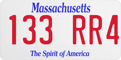 MA license plate 133RR4