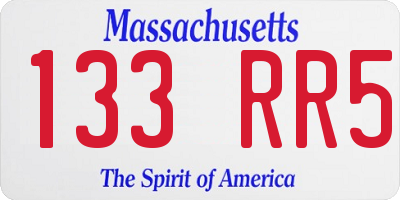 MA license plate 133RR5
