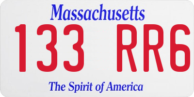 MA license plate 133RR6