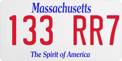 MA license plate 133RR7