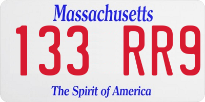 MA license plate 133RR9