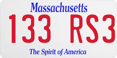 MA license plate 133RS3