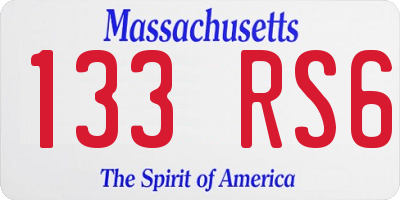 MA license plate 133RS6