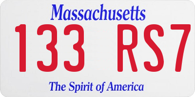 MA license plate 133RS7