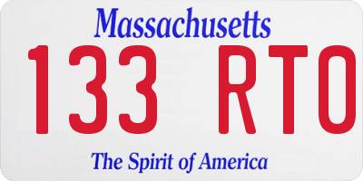 MA license plate 133RT0