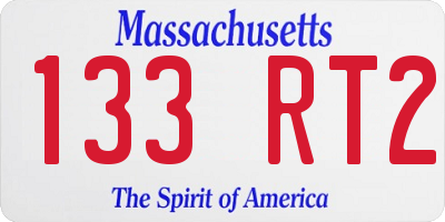 MA license plate 133RT2