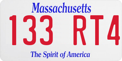 MA license plate 133RT4