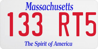 MA license plate 133RT5